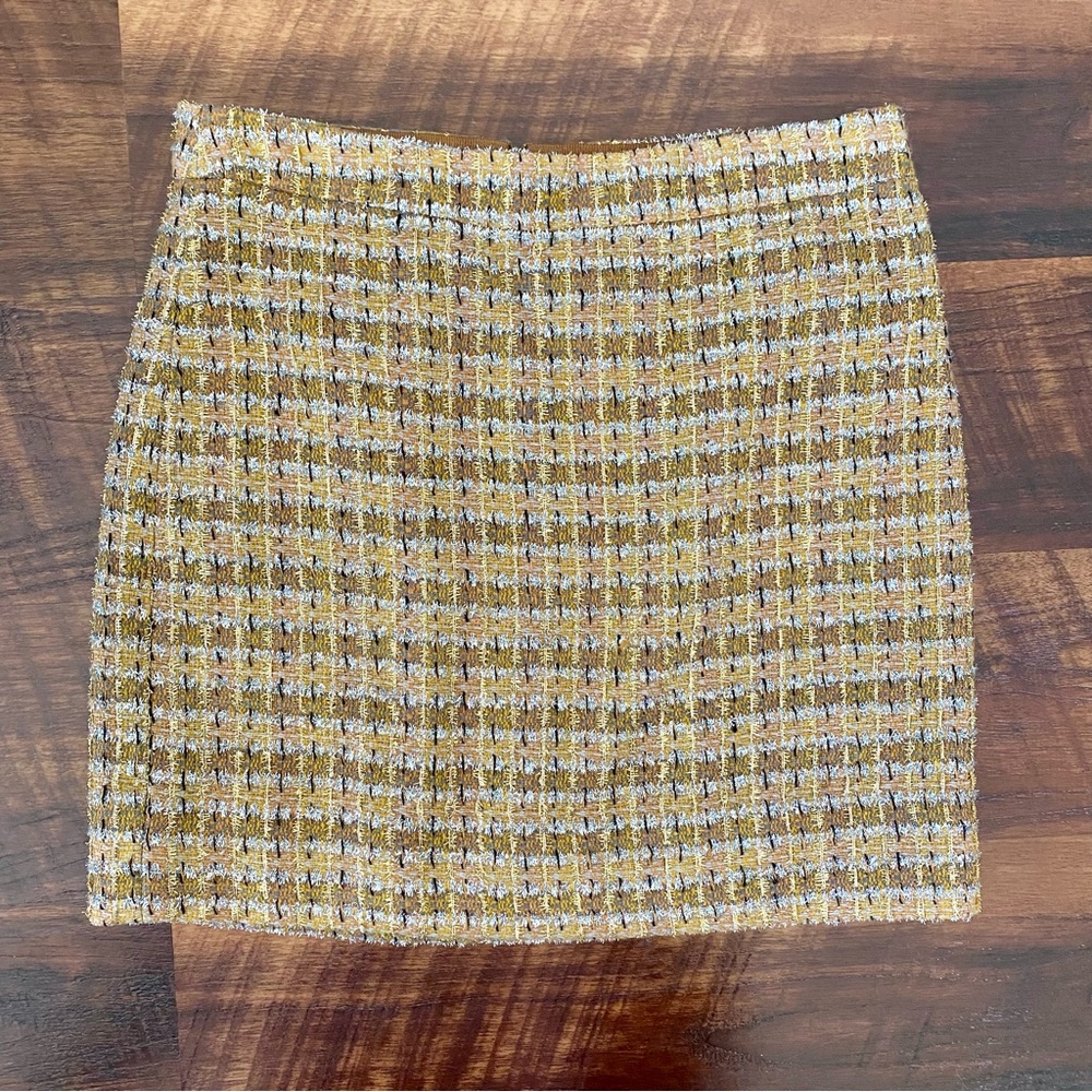 J. Crew Tinsel Metallic Tweed Mini Skirt in Gold and Silver